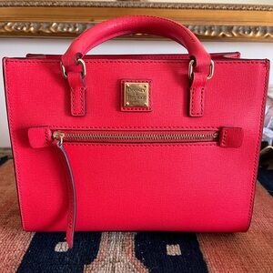 Dooney & Bourke Red Saffiano Leather Mini Zip Janine
